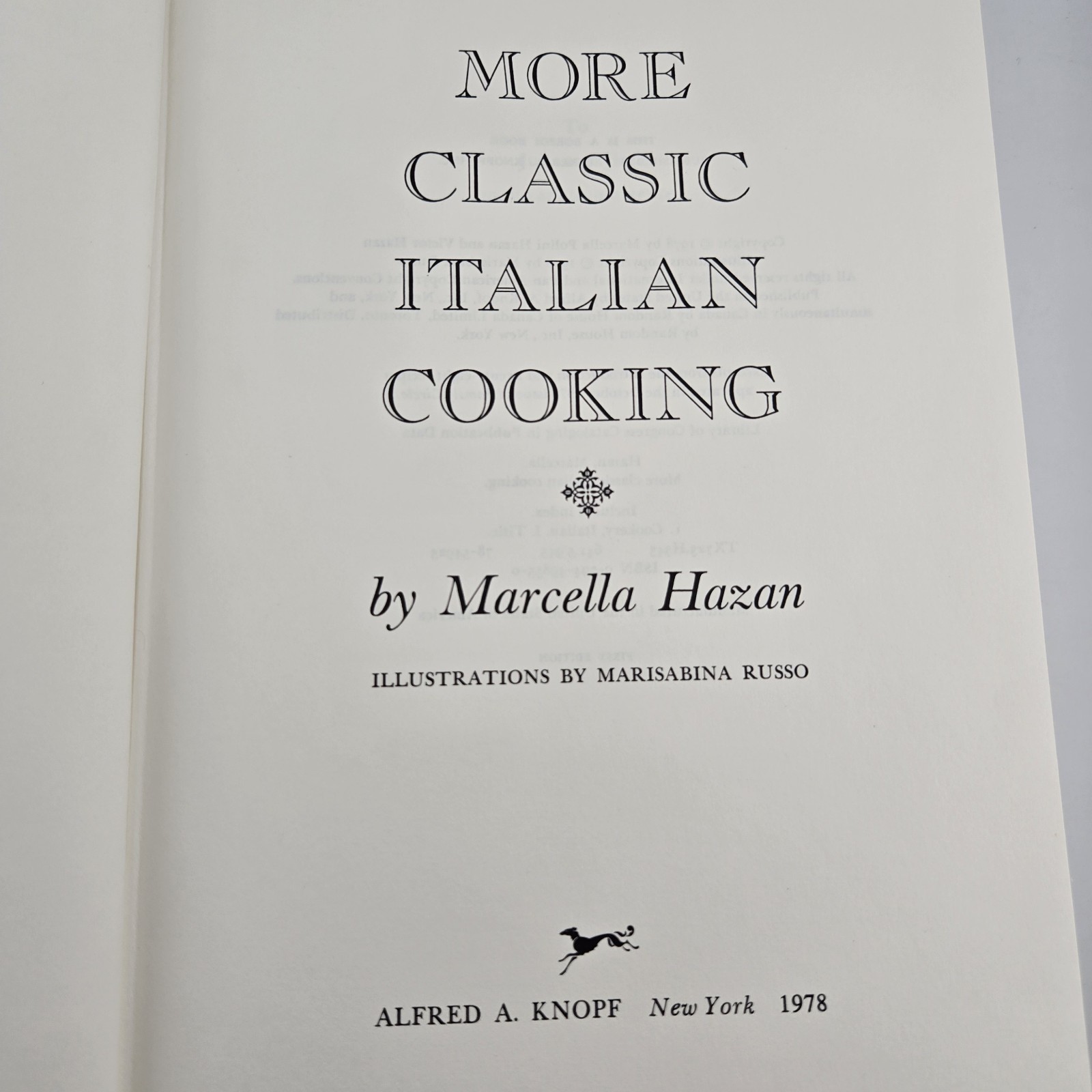More Classic Italian Cooking by Marcella Hazan – Cookbook Vintage 1978