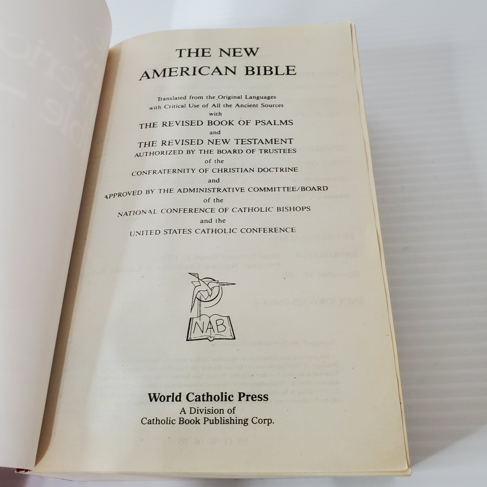 The New American Bible Paperback World Catholic Press Revised Psalms