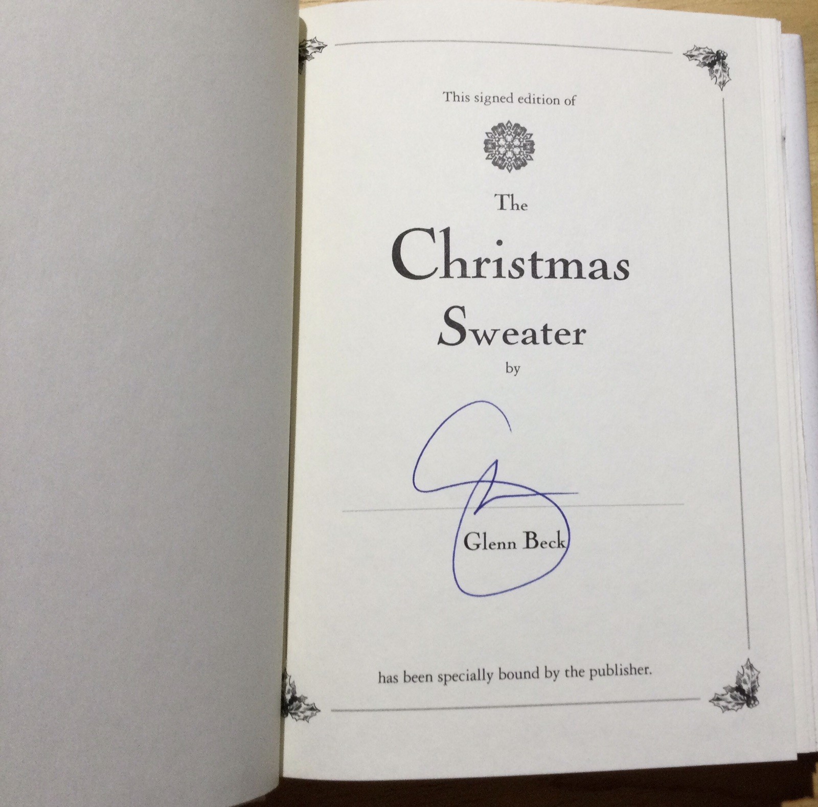 The Christmas Sweater by Glenn Beck ● Signed w/ COA Premiere Collectibles