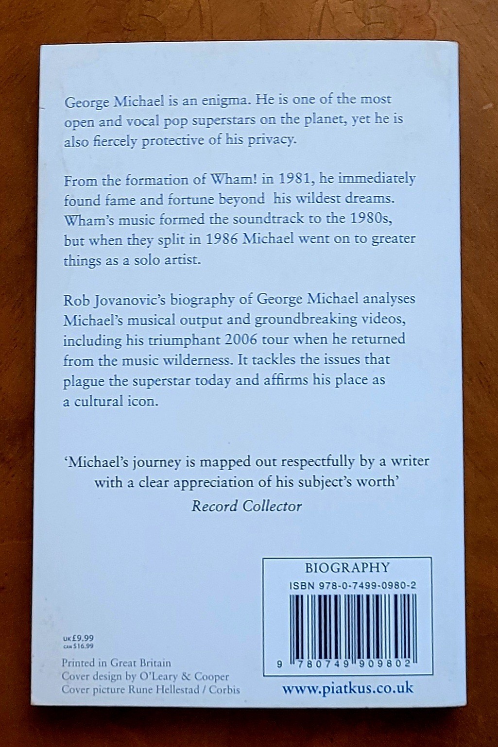 George Michael, the biography by Rob Jovanovic, 2008, 234 pages, like new.