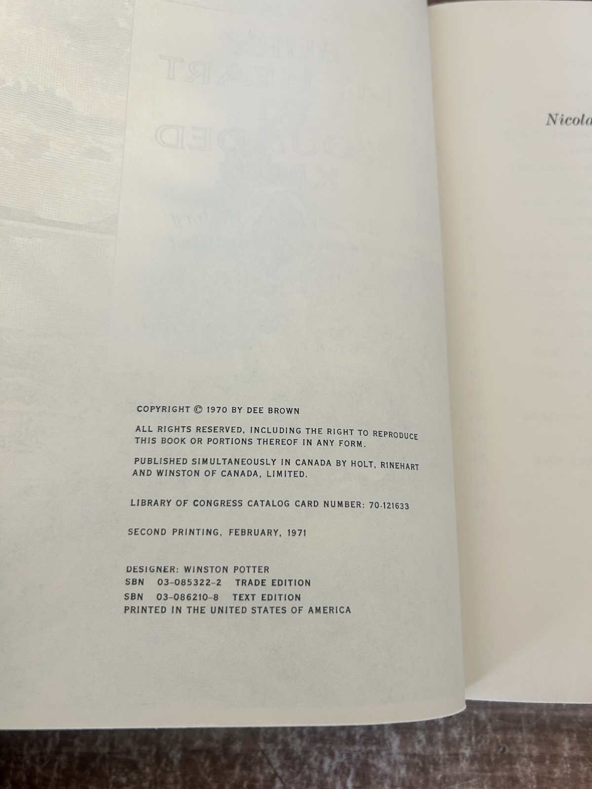 Bury My Heart at Wounded Knee by Dee Brown (1971 First Edition, 2nd Printing HC)