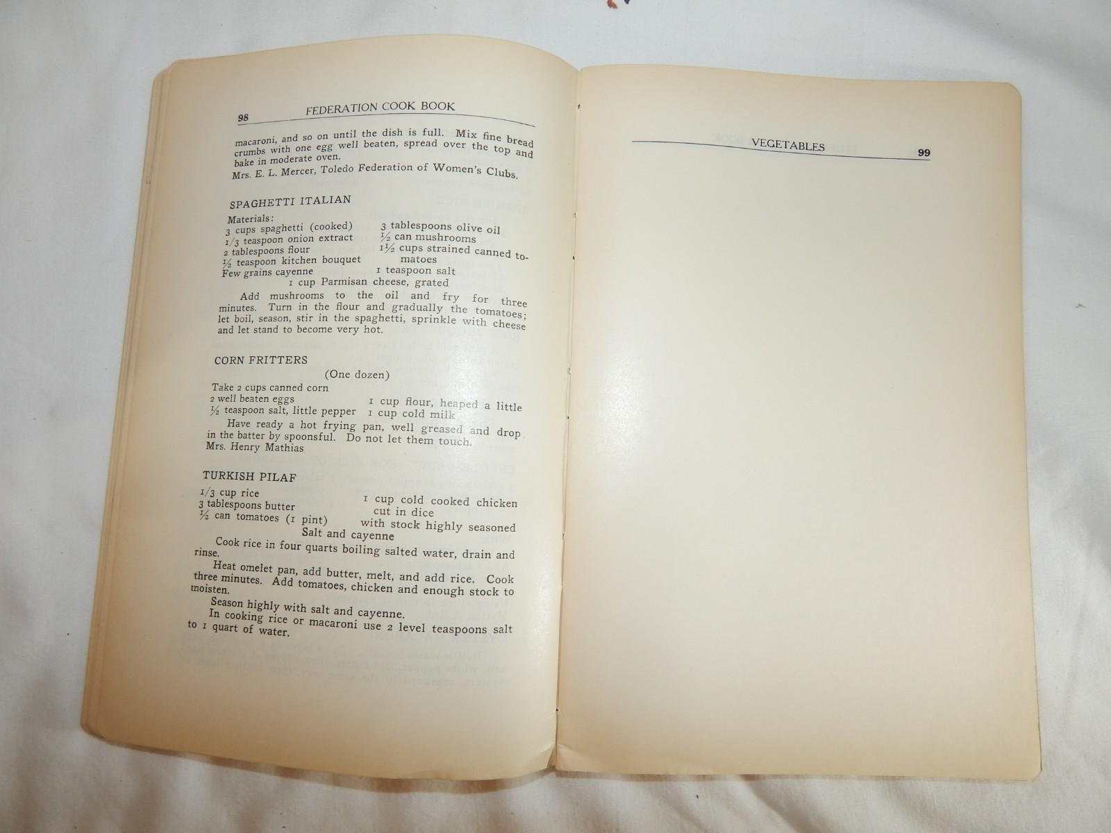 Antique CookBook of the Toledo Federation of Women’s Clubs 1924 Local Ads Ohio