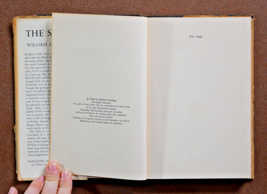 Vintage The Spire by William Golding 1964 First American Edition Hardcover