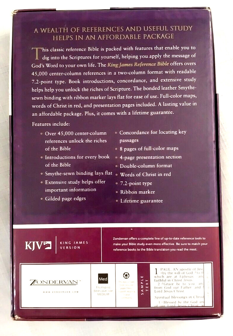 New,Indexed KJV Center Column Reference Bible, Burgundy Leather, RED LETTER,wBox