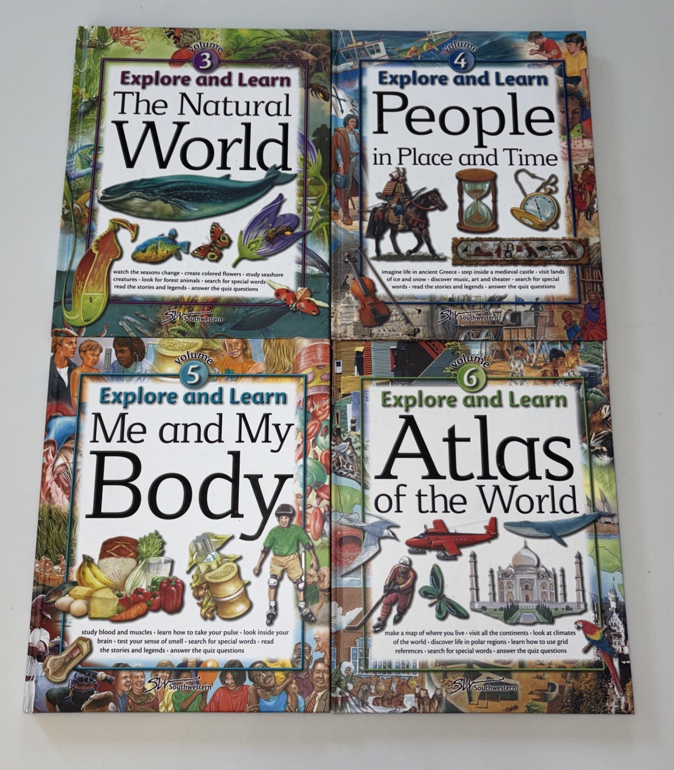 Explore and Learn: Lot Of 4 Hardcover Books Vol 3 World,4 People,5 Body,6 Atlas