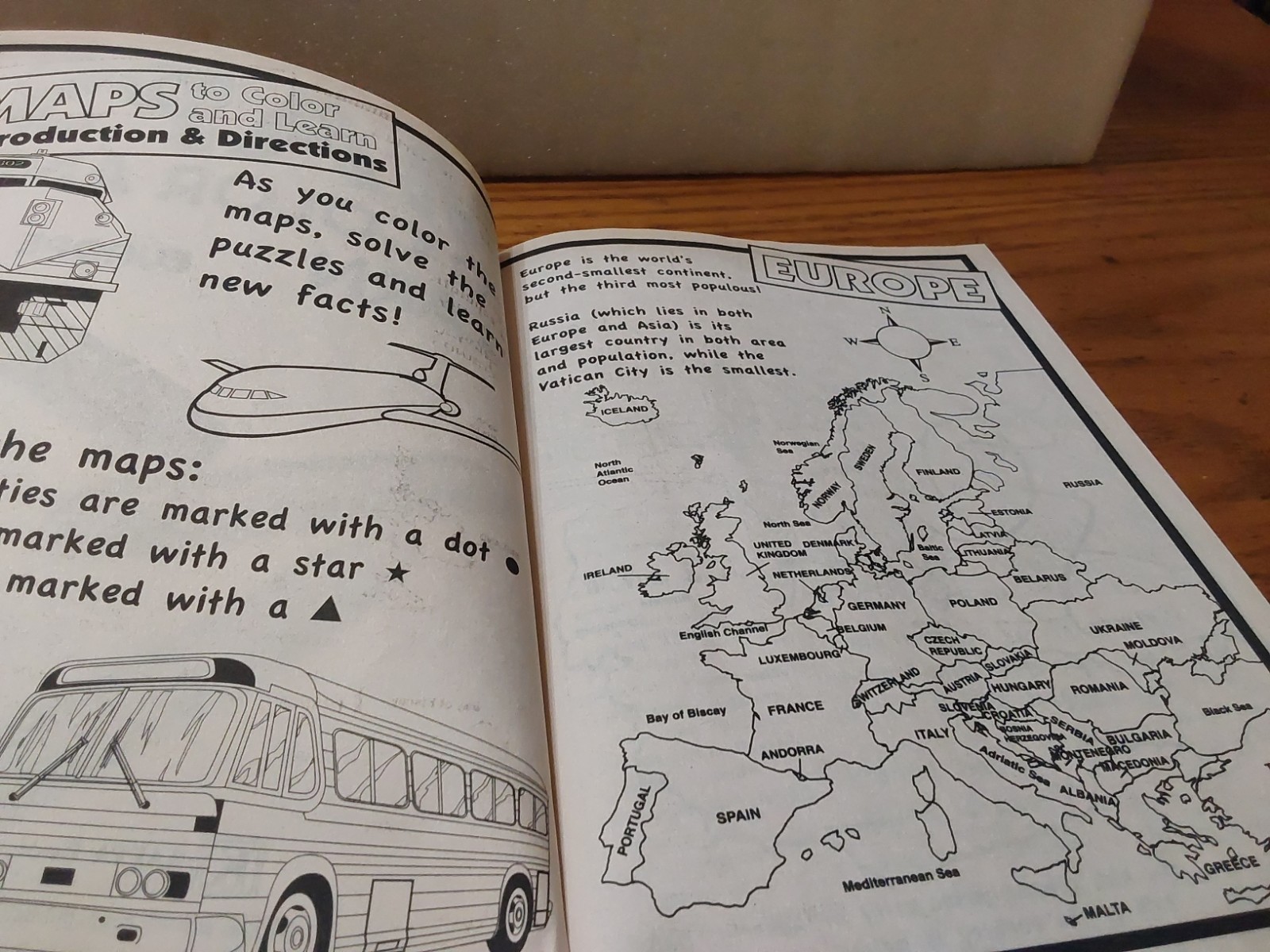 Europe Maps to Color and Learn Kappa Activity Book School Learning 2009
