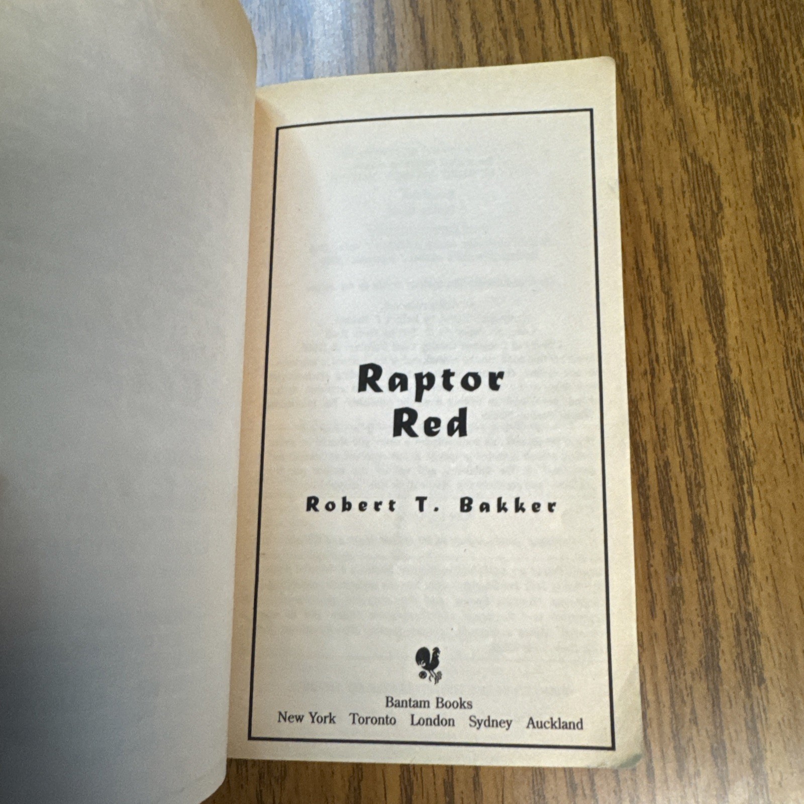 RAPTOR RED Paperback Book 1996 ROBERT T. BAKKER Dinosaurs HOLOGRAM COVER