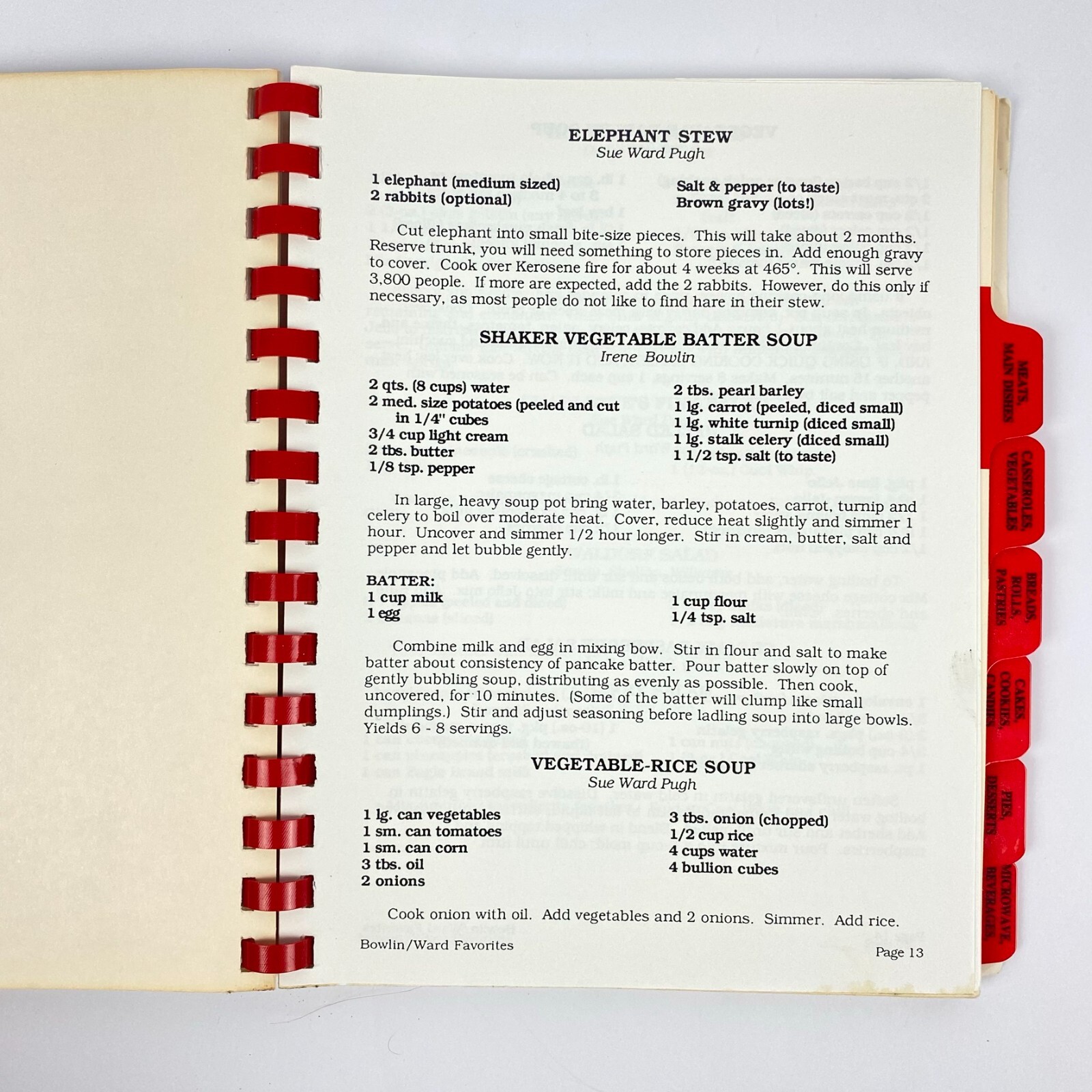 Vintage 1992 Sharing Our Best Recipe Cookbook Bowlin Ward Favorites
