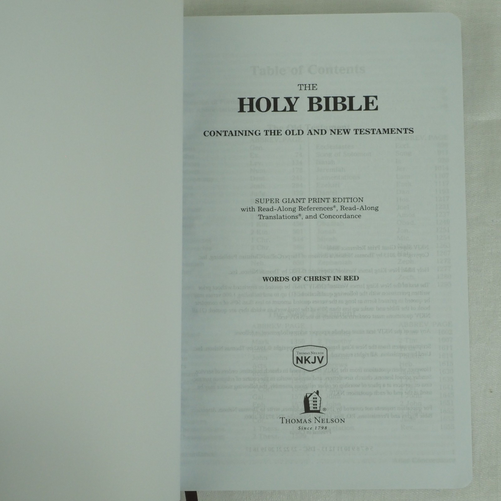 NKJV Super Giant Print Reference Holy Bible Red Letter Edition Thomas Nelson
