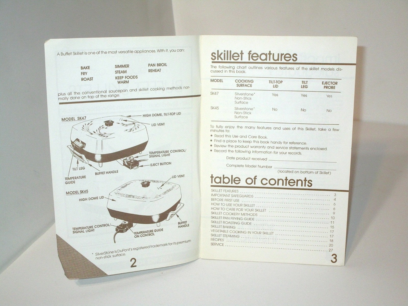 Vtg GE General Electric Buffet Skillet Use & Care Book Recipes Model Sk45 & Sk47