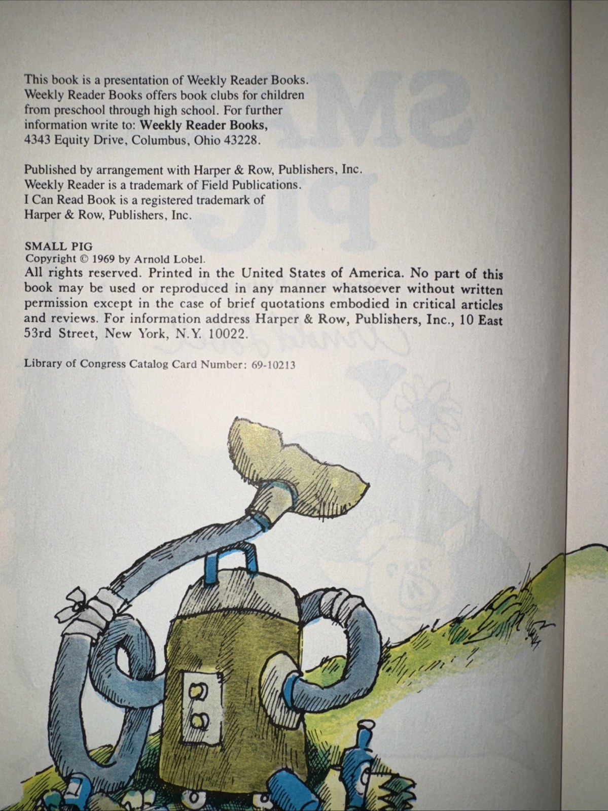 Small Pig: 1969 Harper & Row Hardcover by Arnold Lobel