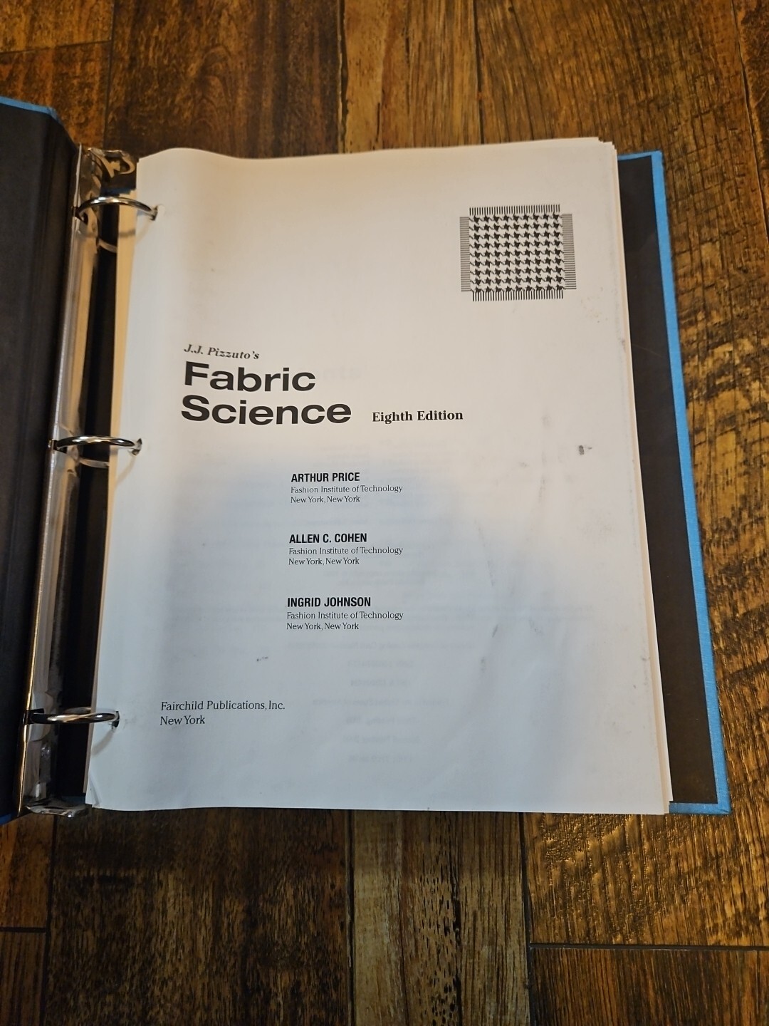 JJ Pizzuto’s Fabric Science & Swatch Kit 8th Edition Ring-bound 2006 BINDER ONLY