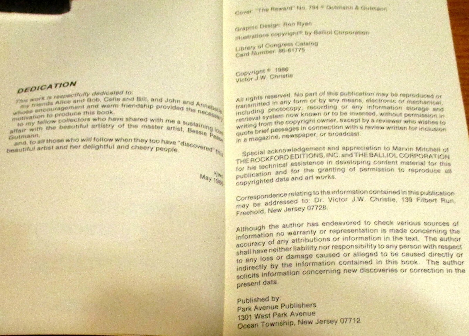 1986 Bessie Pease Gutmann by Victor J. W. Christie SIGNED 74 Pages Softcover
