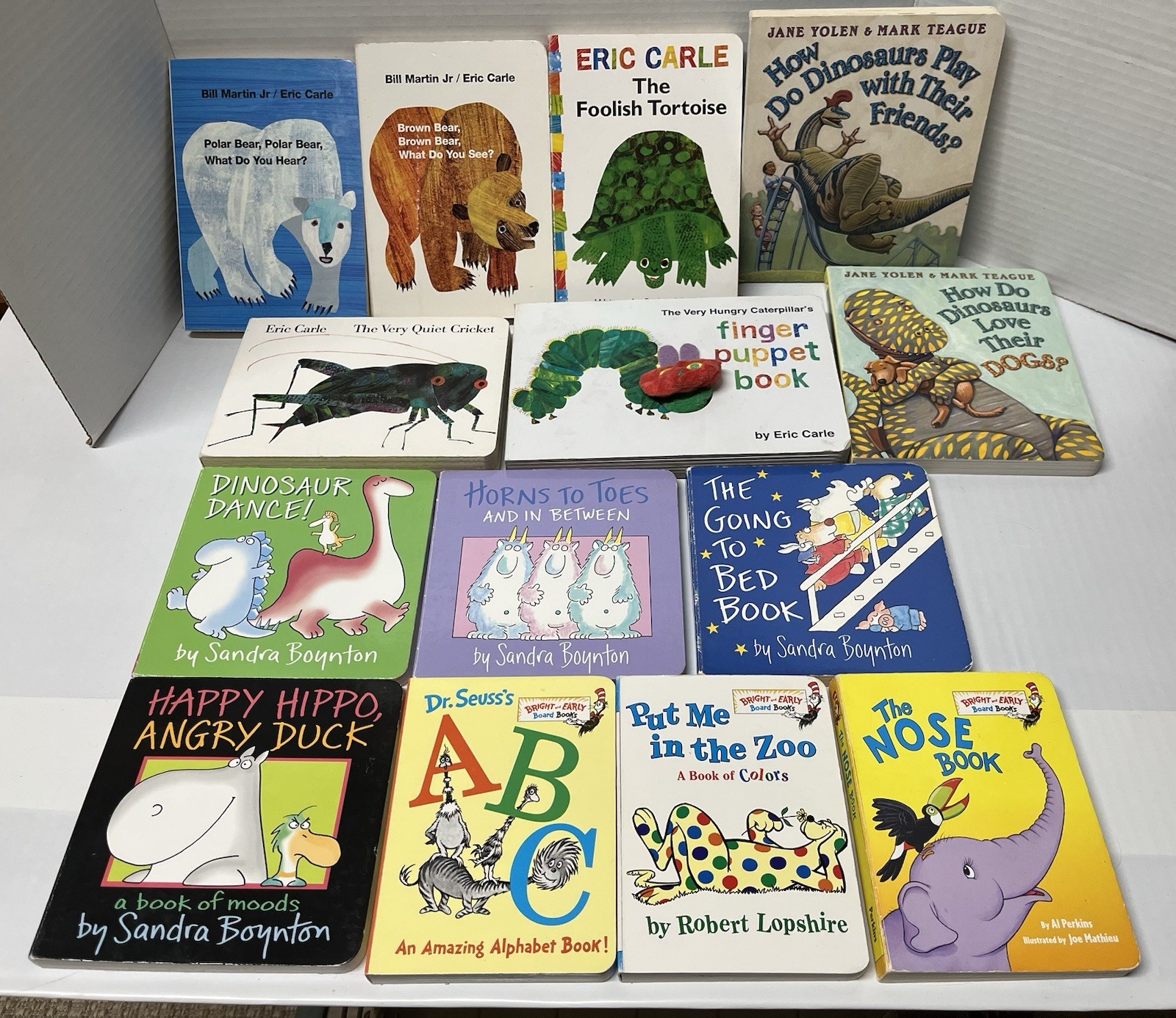 LOT OF 14 BOYNTON, CARLE, SEUSS, YOLEN-CLASSIC BOARD BOOKS-Cricket,Finger Puppet