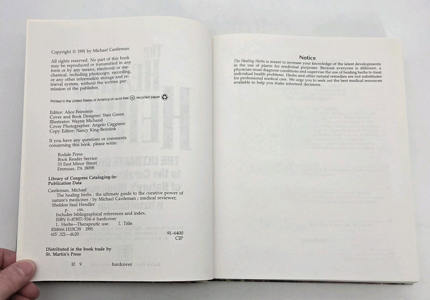 The Healing Herbs by Michael Castleman Ultimate Guide Remedies VTG 1991