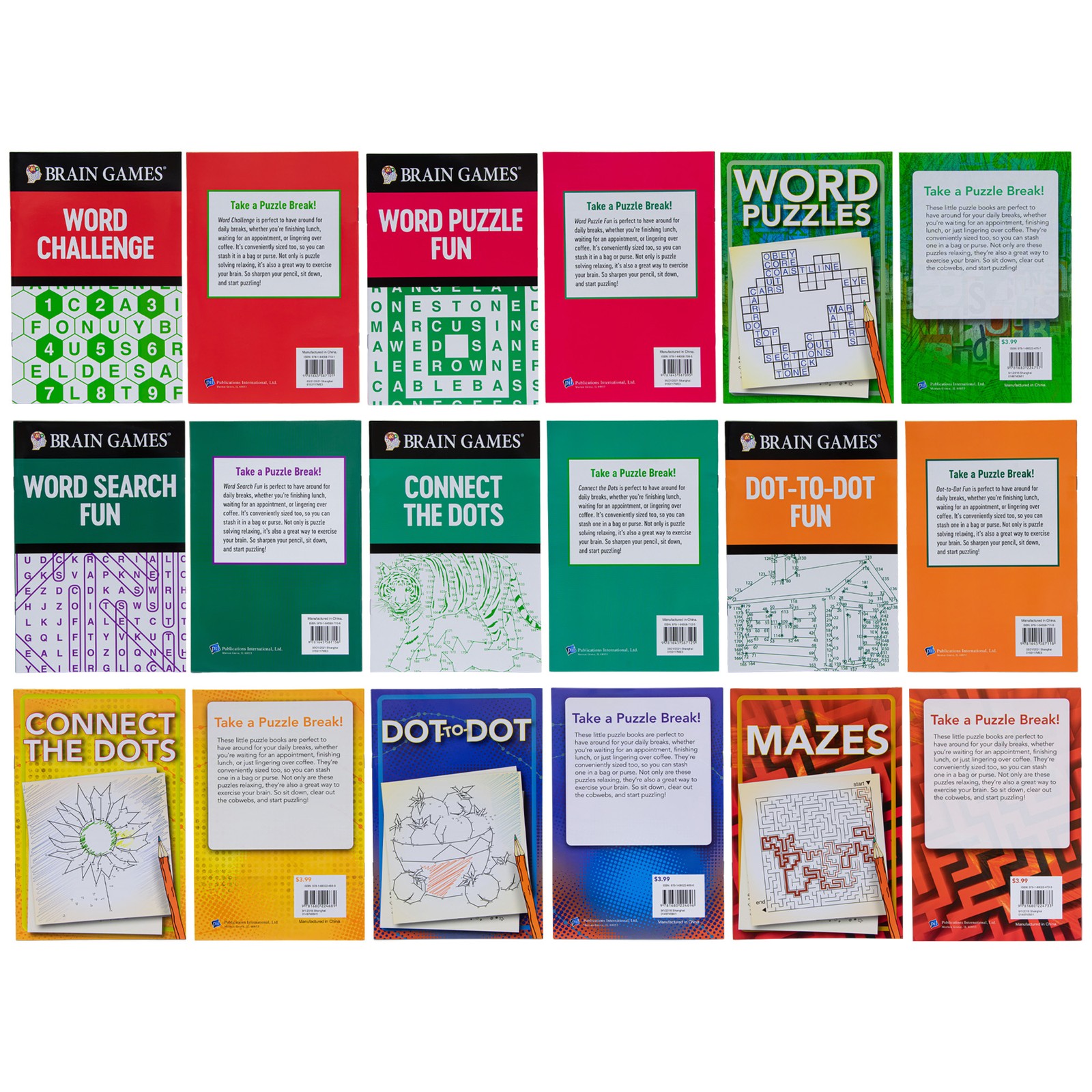 Ultimate Puzzle Book Collection Word Search, Crossword, Mazes and More, 18 Books