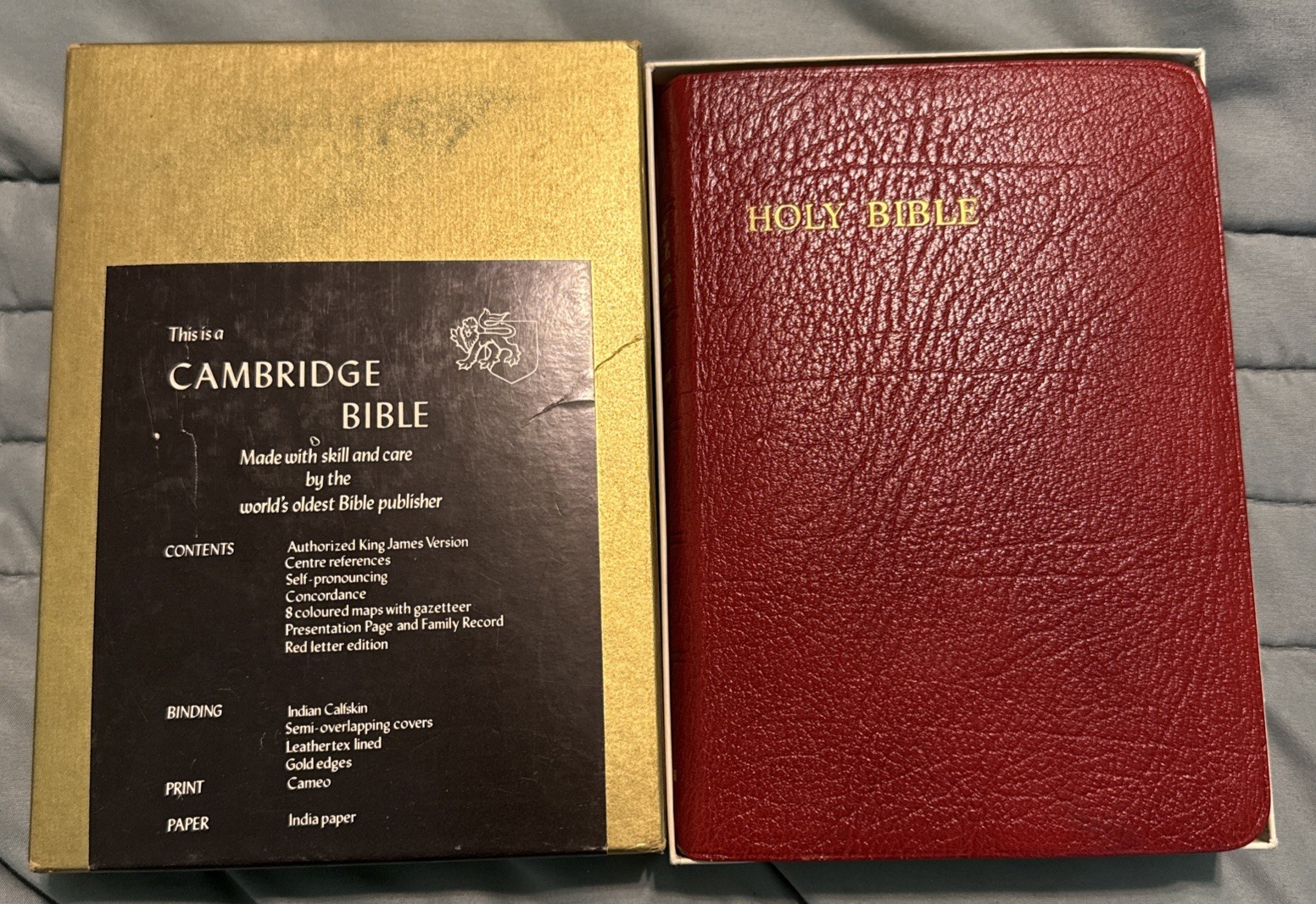 Vtg Cambridge Bible King James Calfskin Red Letter 73xrl Burgundy EUC