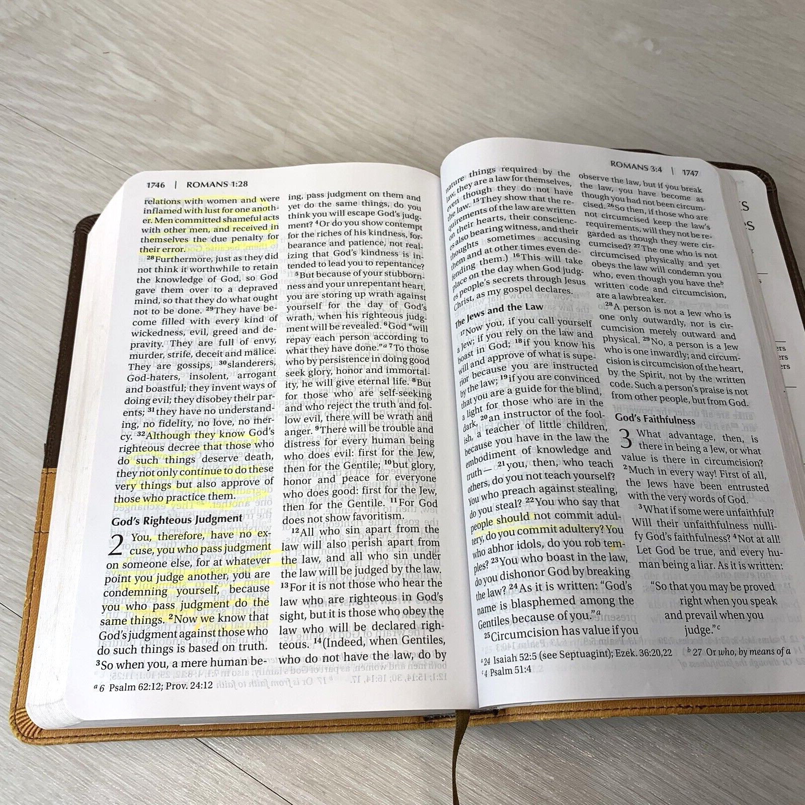 NIV Holy Bible Large Print Chocolate/Amber Duo Tone Brown Leather Cover