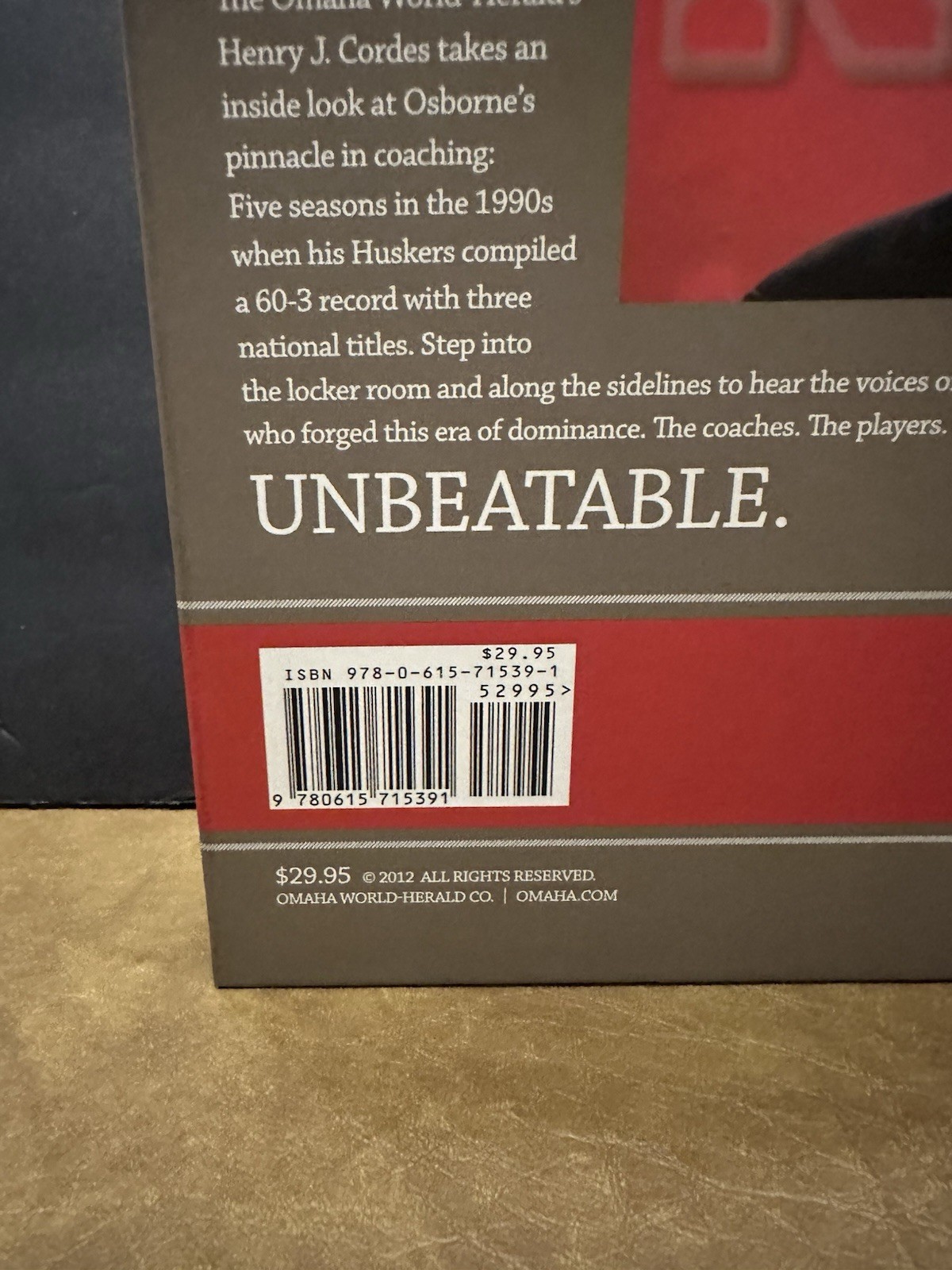 Unbeatable Tom Osborne and the Greatest Era of Nebraska Football, Book