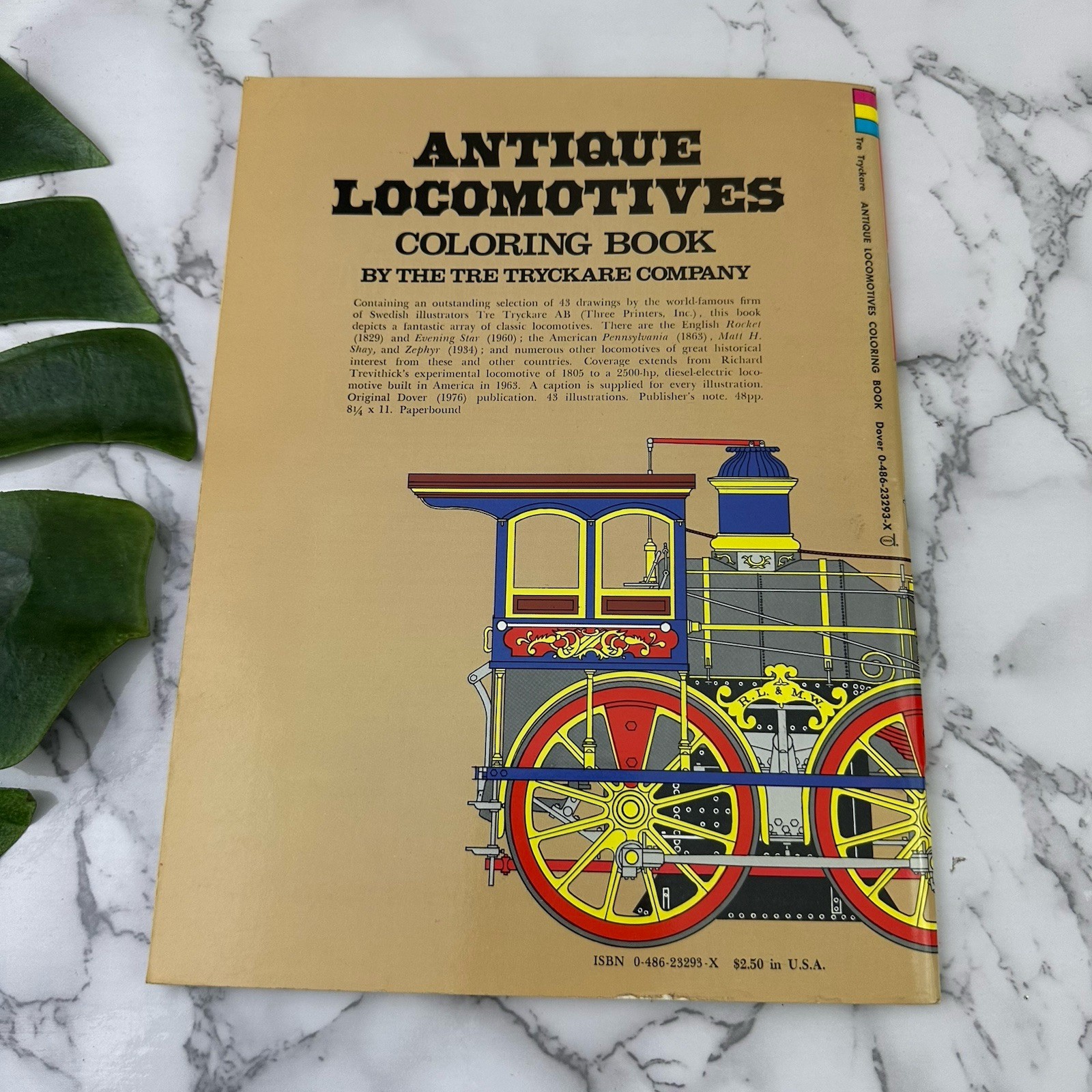 Dover Coloring Book Vintage Antique Locomotives Blank 1976 Tre Tryckare Company