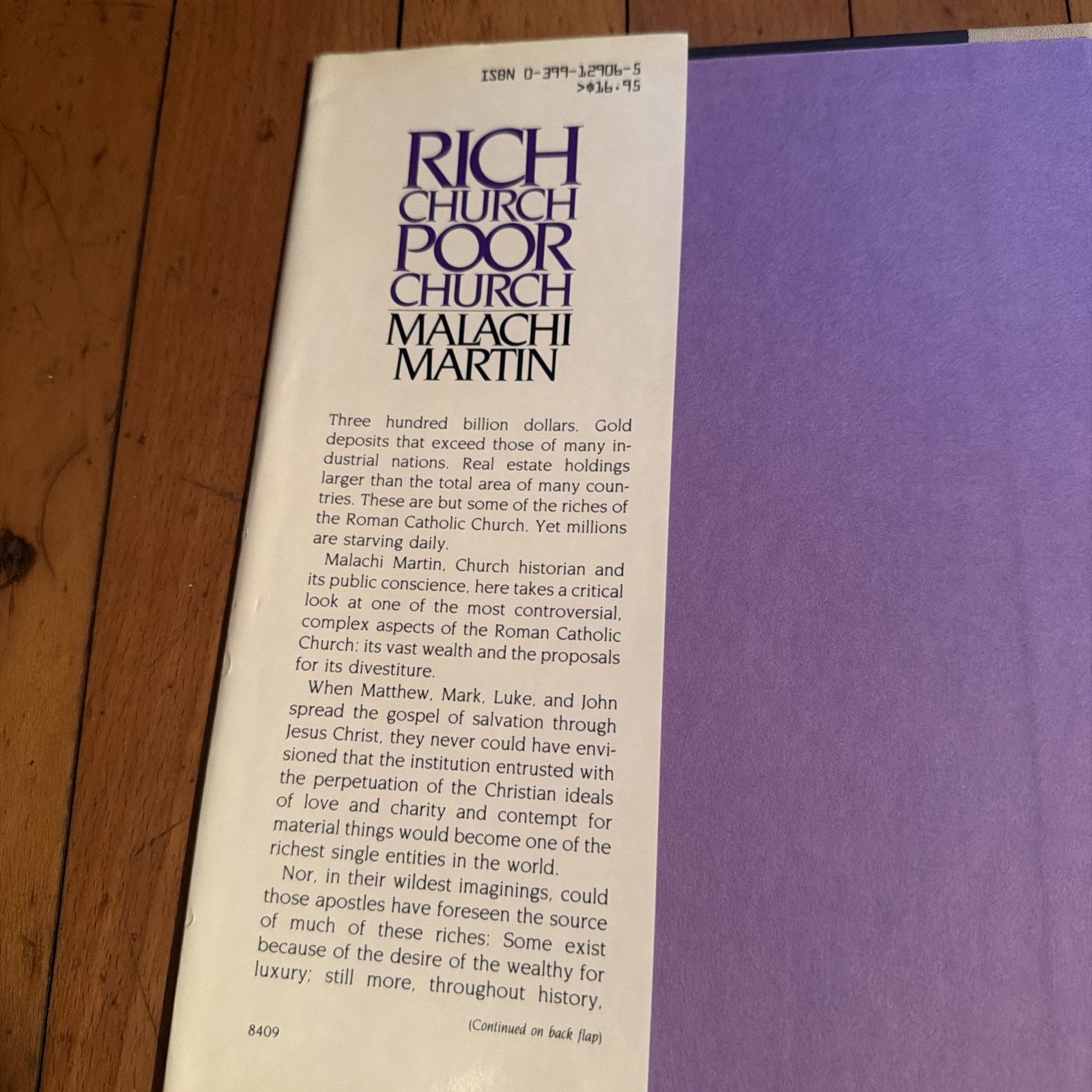 Malachi Martin Rich Church Poor Church 1984 First Edition HC DJ Catholic