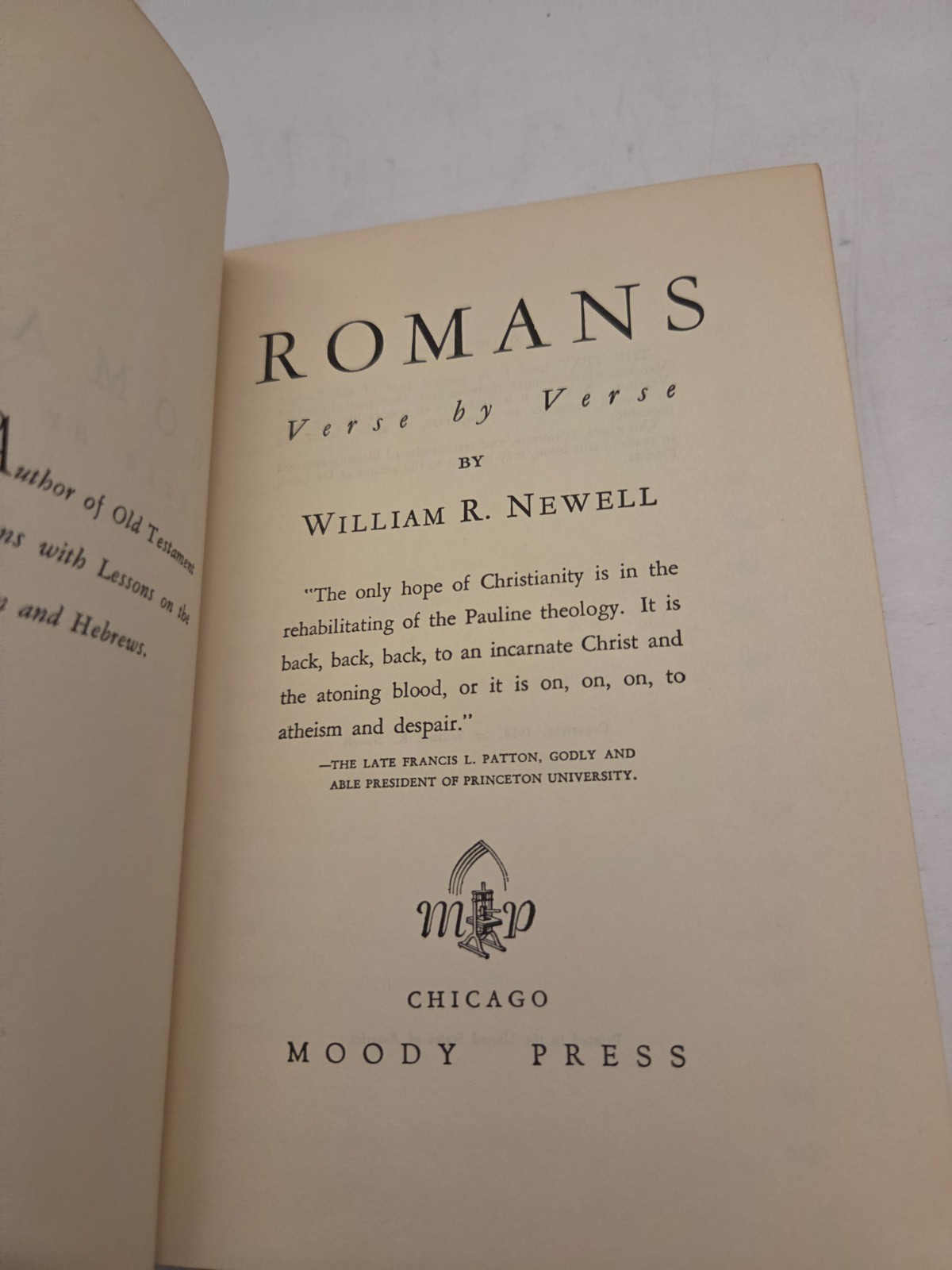 Romans: Verse by Verse William R. Newell HC/DJ, Moody Press 1938