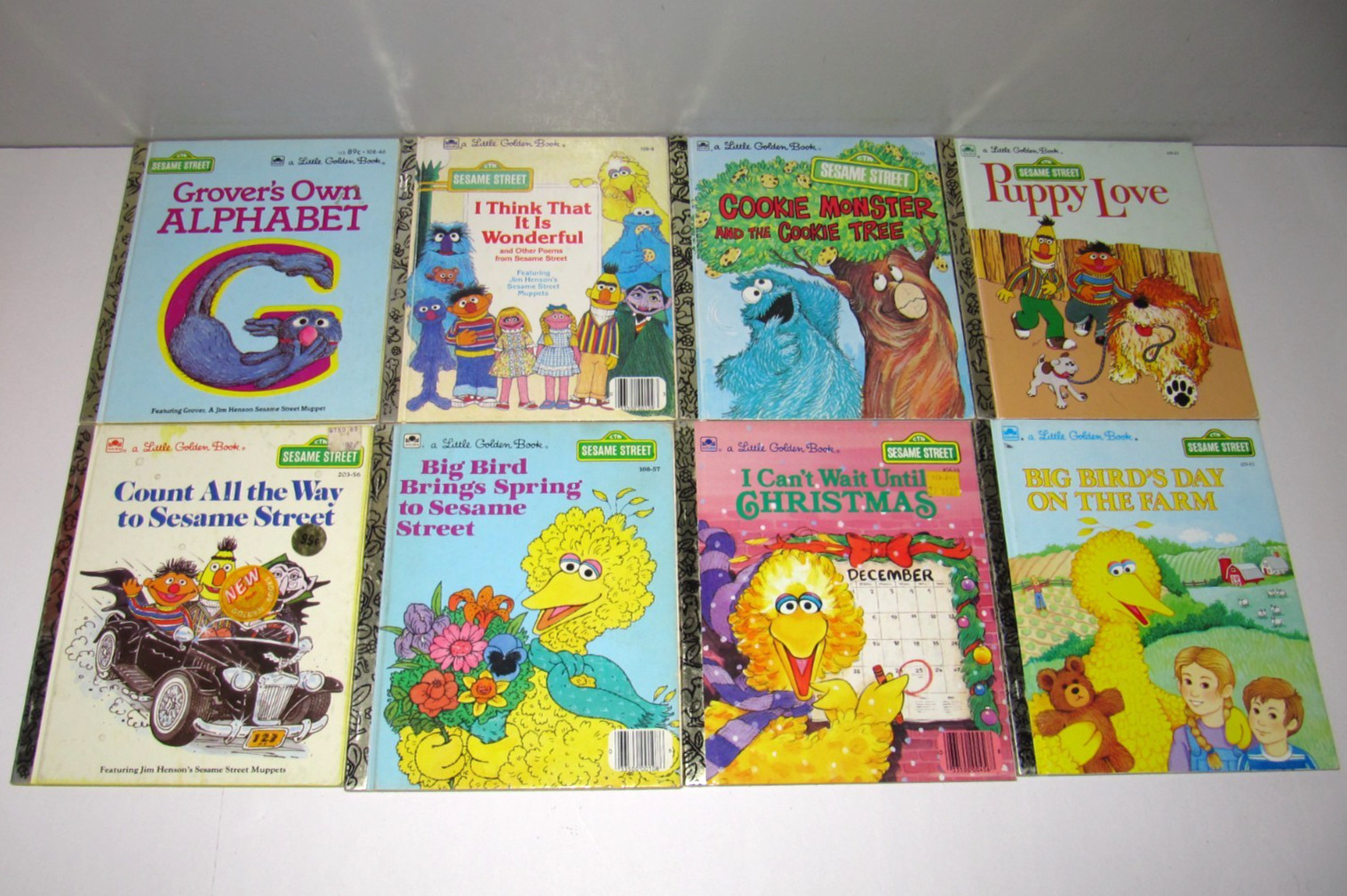 Lot of 8 Sesame Street Little Golden Books HB vintage