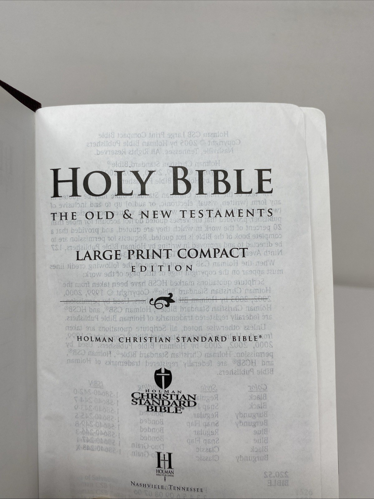 HCSB Large Print Compact Bible • Burgundy Bonded Leather (2005, Holman)