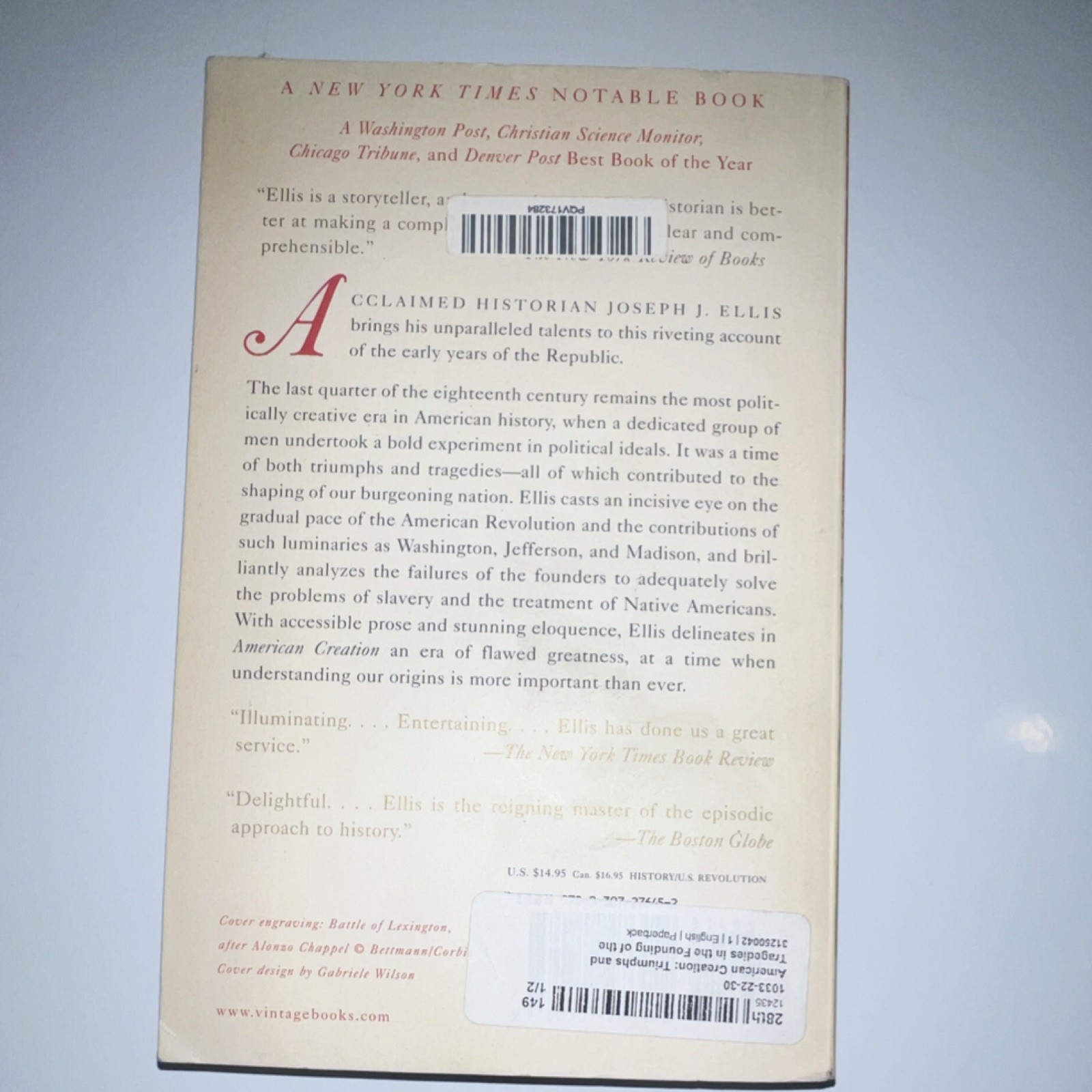 American Creation by Joseph J. Ellis, Paperback, Vintage Books