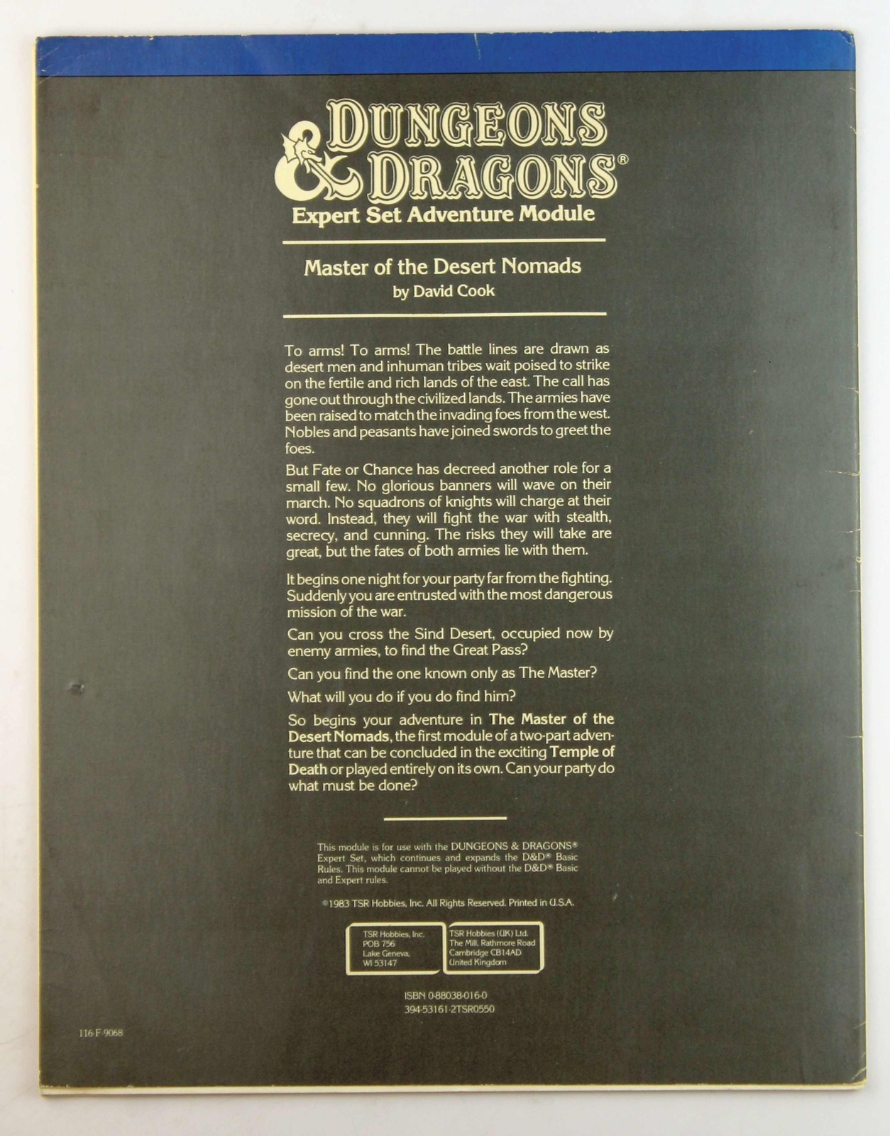 Master of the Desert Nomads (Dungeons & Dragons Expert Module X4) David Cook Wi