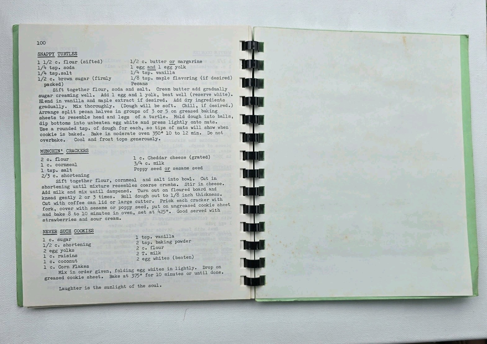 Cookies Vintage Cookbook Iowa Falls Spiral Bound 100 Pages