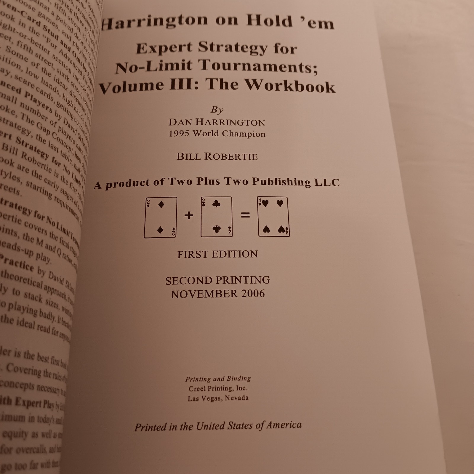 Harrington on Hold ‘Em: The Workbook : Expert Strategy for No-Limit Tournaments