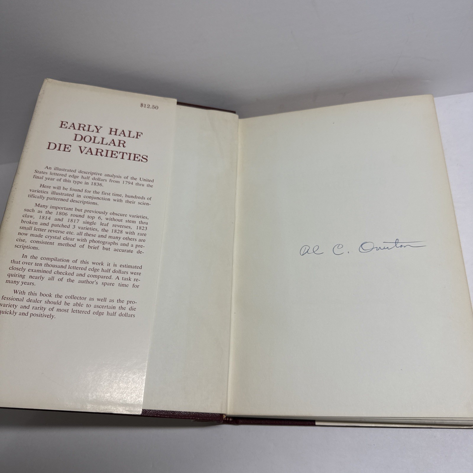 Early Half Dollar Die Varieties 1794 – 1836 Signed Al Overton revised 1967 FB