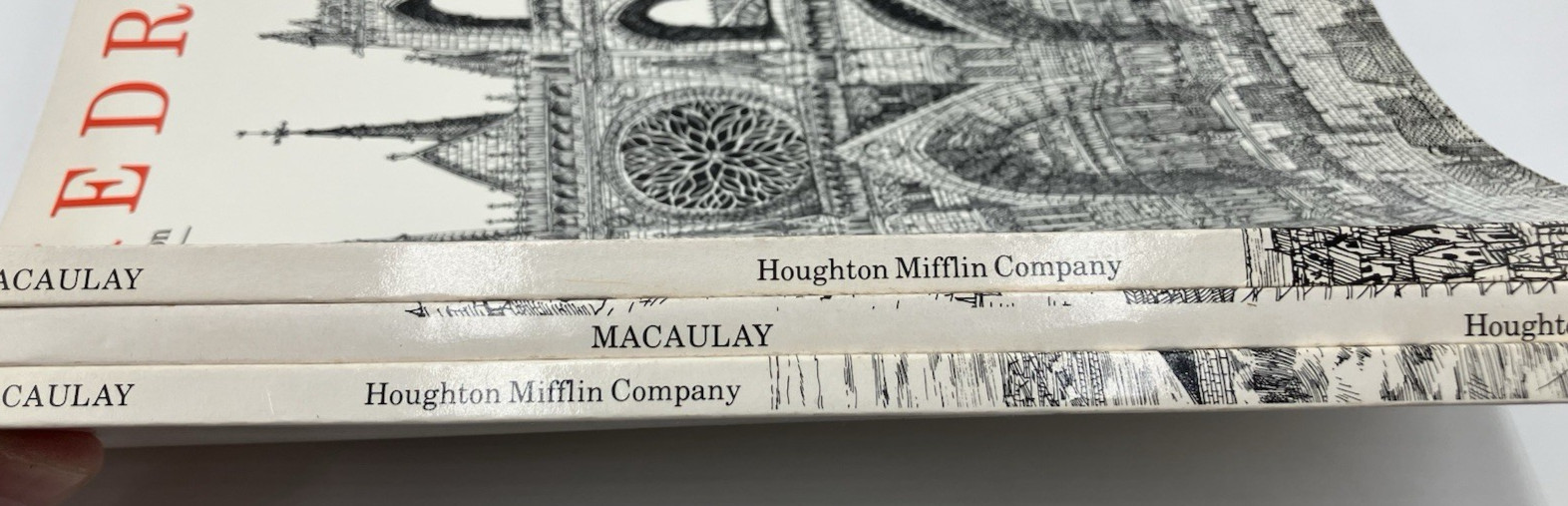 Lot of 3 David Macaulay Vintage Paperback Books Castle Cathedral Pyramid