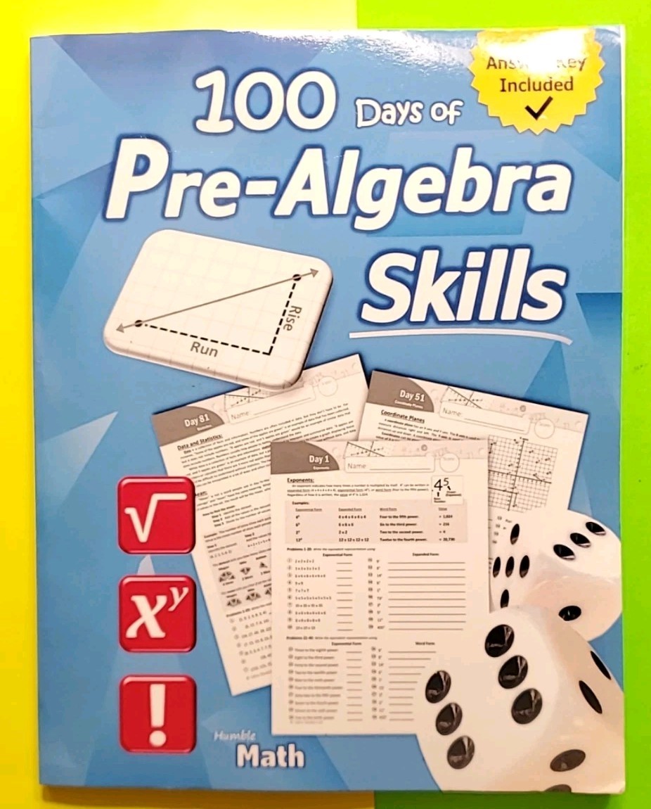 100 DAYS OF PRE- ALGEBRA SKILLS,HUMBLE MATH, Answer Key Included.