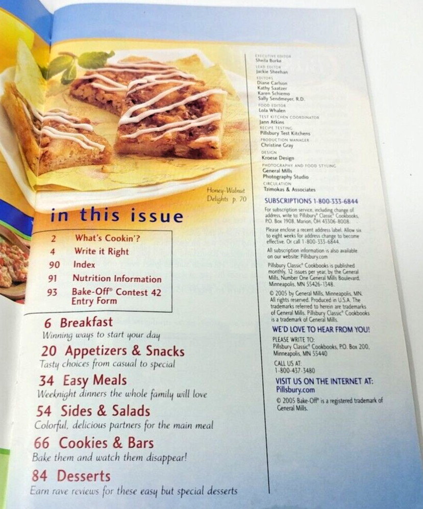 PILLSBURY #291 BAKE-OFF Enter Now May 2005 Winning Recipes and Stories 94 Pages