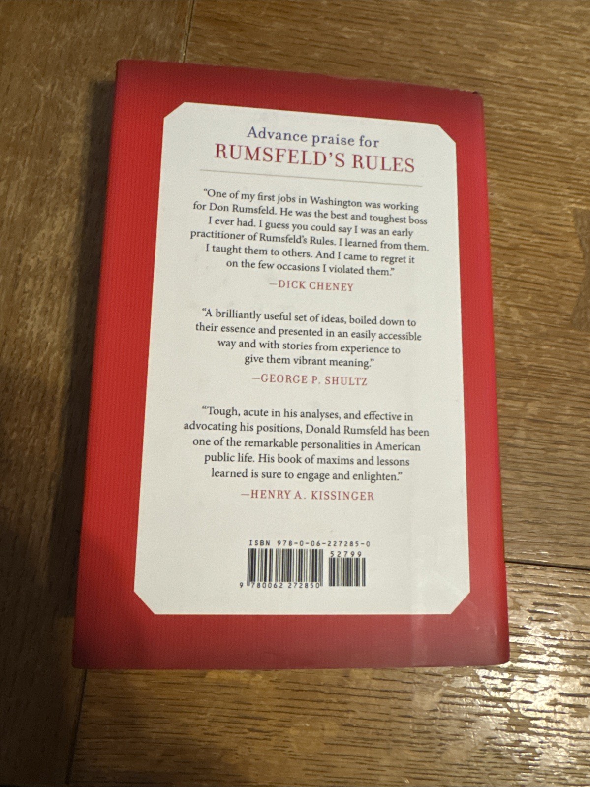 Signed Rumsfeld’s Rules: Leadership Lessons in Business, Politics, War, and Life