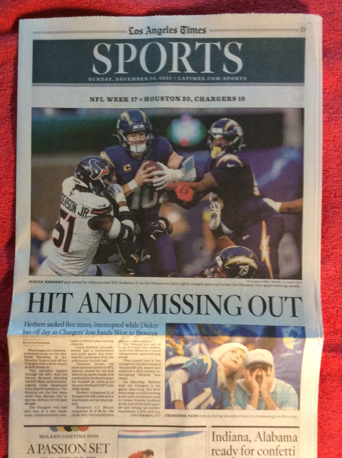 LA TIMES SPORTS SECTION DECEMBER 28 2025 SPECIAL PHOTOS SHOHEI OHTANI DODGERS