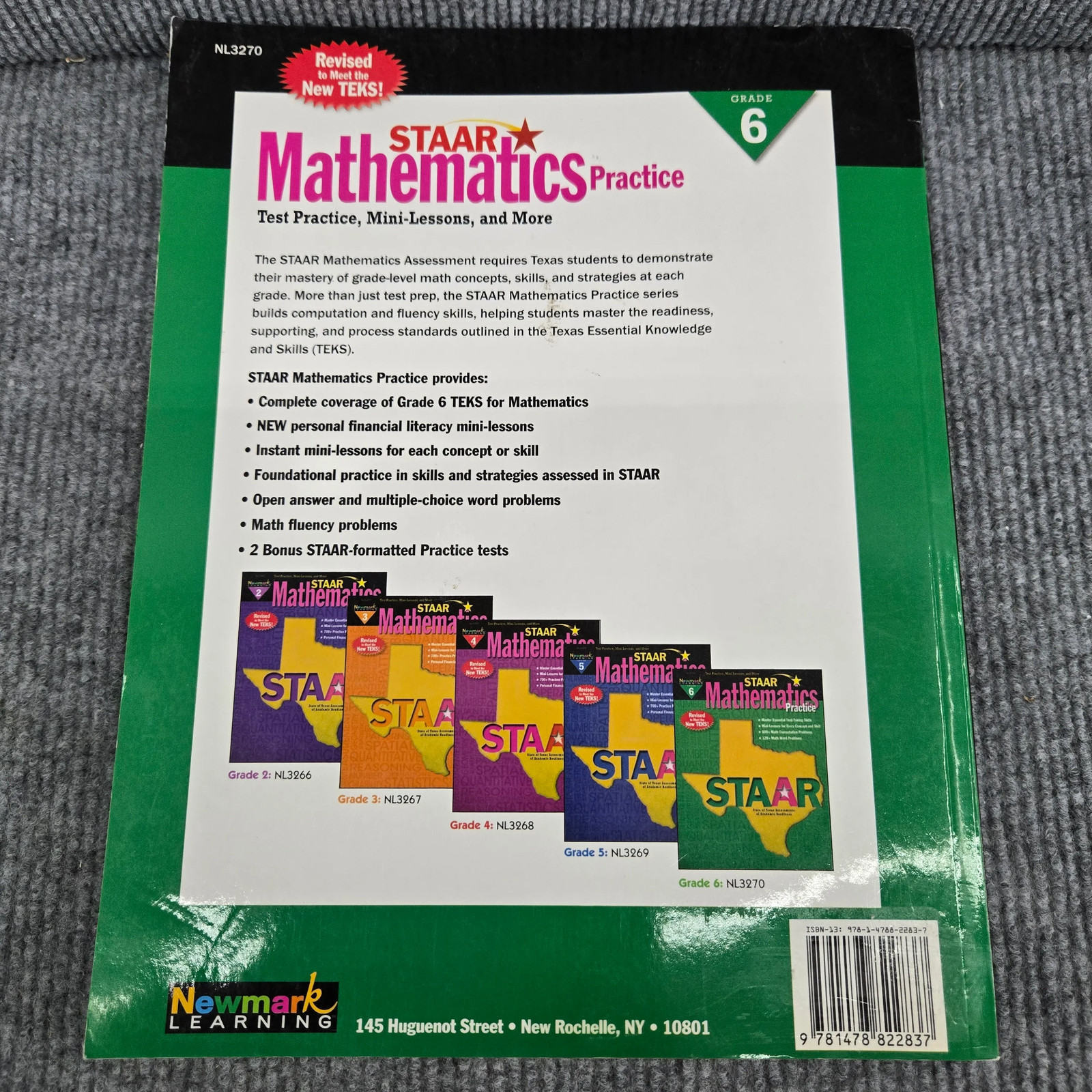 STAAR Mathematics Practice Grade 6 Newmark Learning Workbook NL3270 Paperback