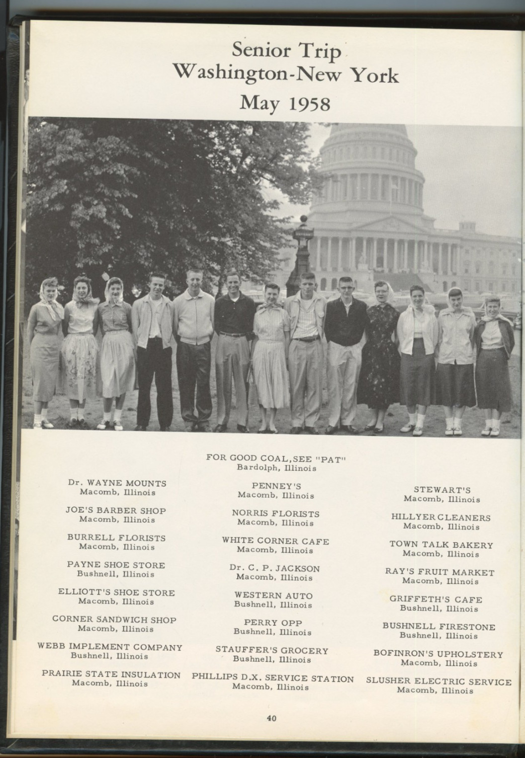 Bardolph Community High School Monitor Yearbook 1958 HB McDonough Co Illinois