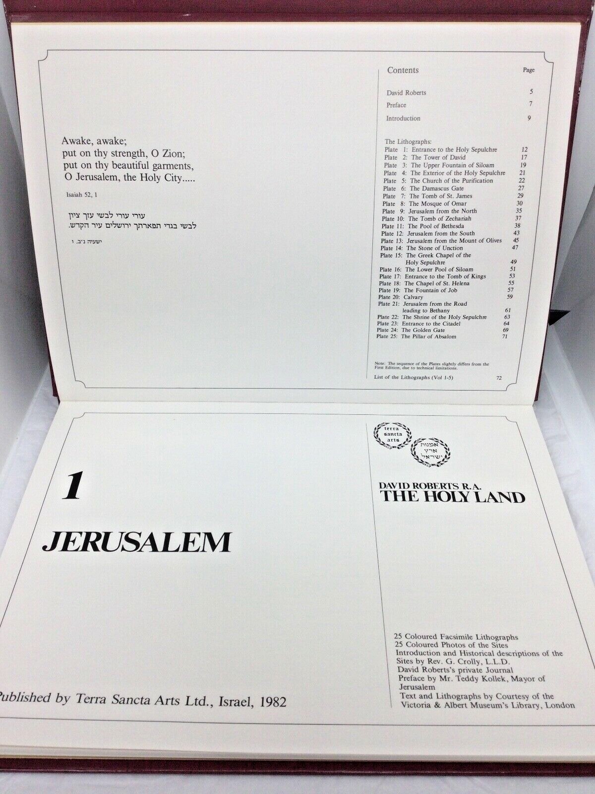 ©1982 DAVID ROBERTS R.A. THE HOLY LAND JERUSALEM Terra Santa Arts Israel Judaica