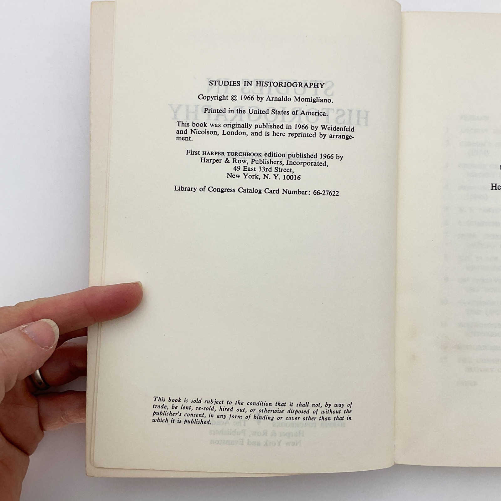 Studies in Historiography Academic Paperback Book A D Momigliano 1966