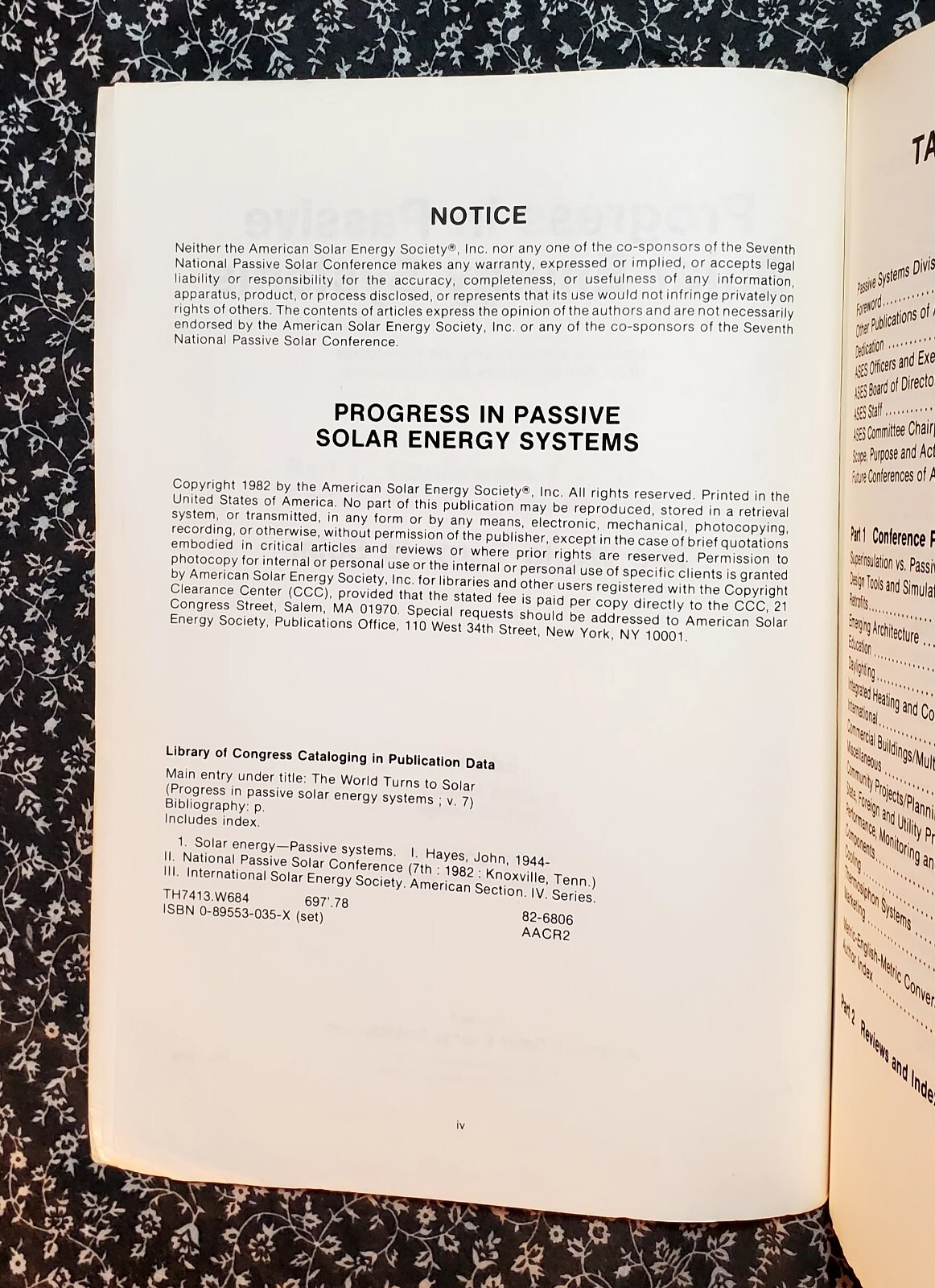 7th National Passive Solar Conference, John Hayes, Preprint Edition Vol. 7, 1982