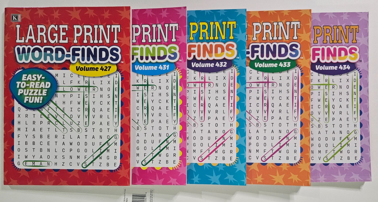 5 Large Print Word-Finds Puzzle Books Kappa Games Vol #427-434 ~ Search,Hunt NEW
