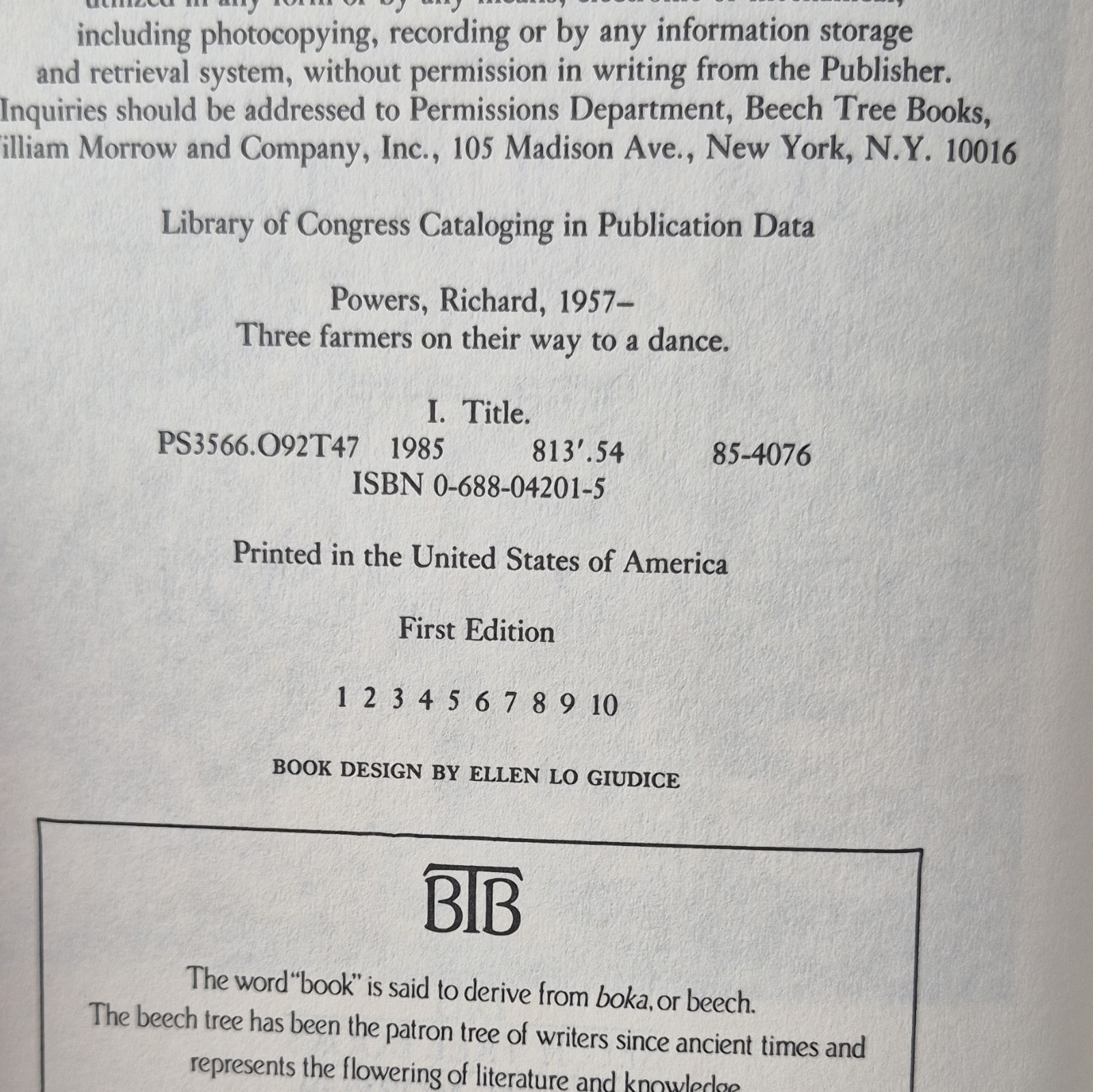 Richard Powers Three Farmers on Their Way to a Dance 1st Ed 1985 HC DJ