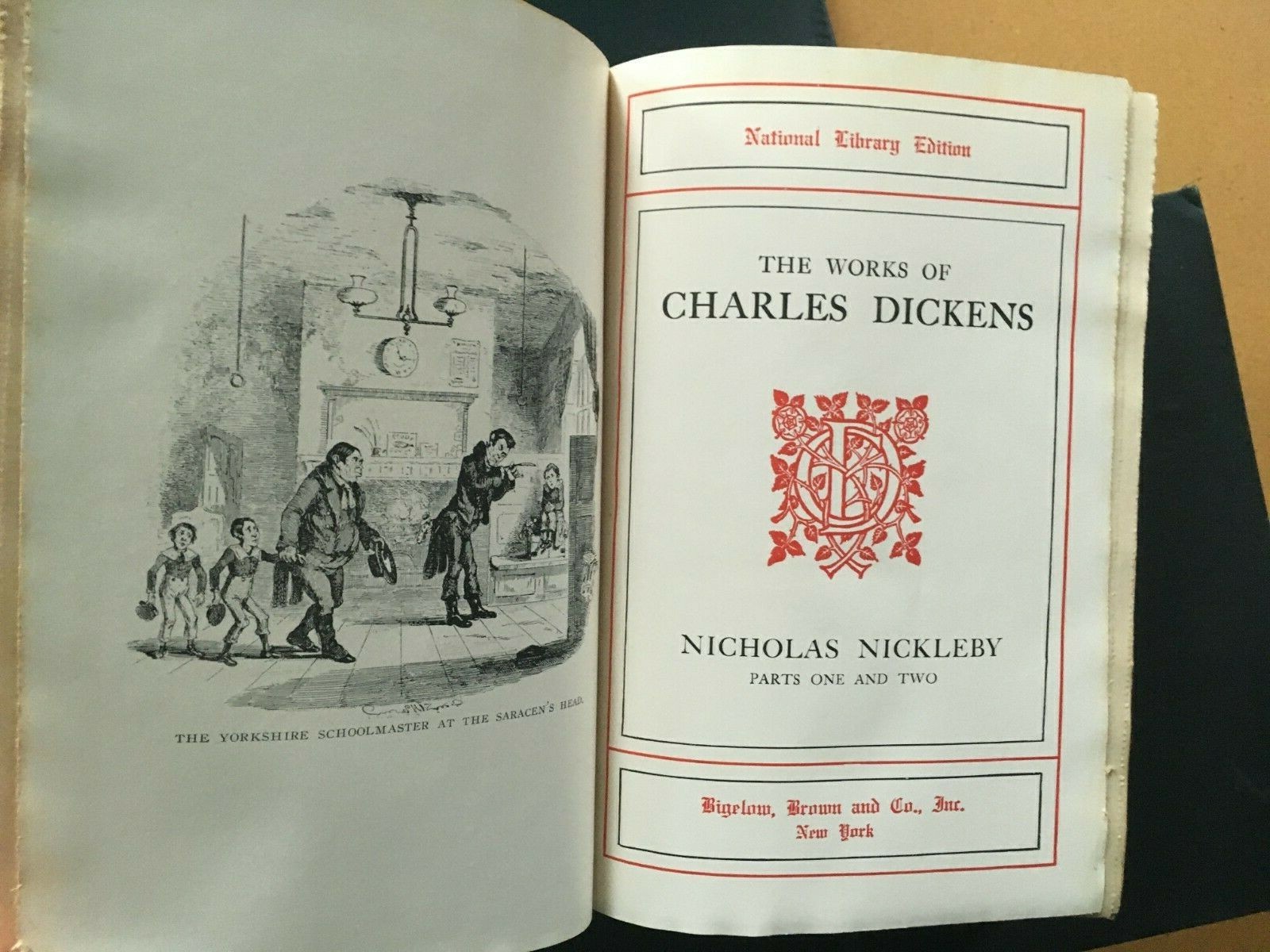 The Works of Charles Dickens, 9 vol, HC, National Library Edition, Illustrated