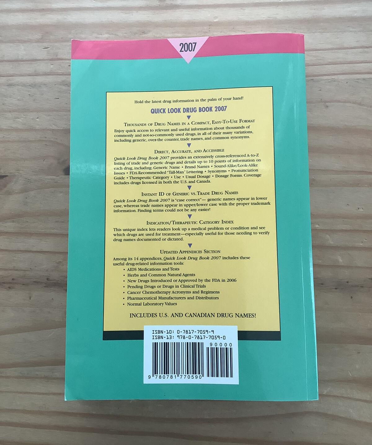 Quick Look Drug Book 2007 Lippincott Williams & Wilkins Paperback Wolters Kluwer
