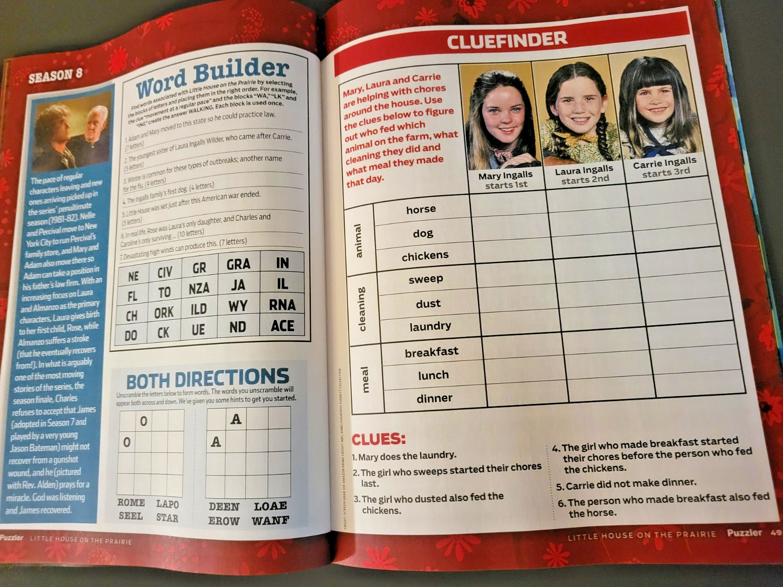 Little House On The Prairie Puzzler by TV Guide-Variety of Games With Show Theme