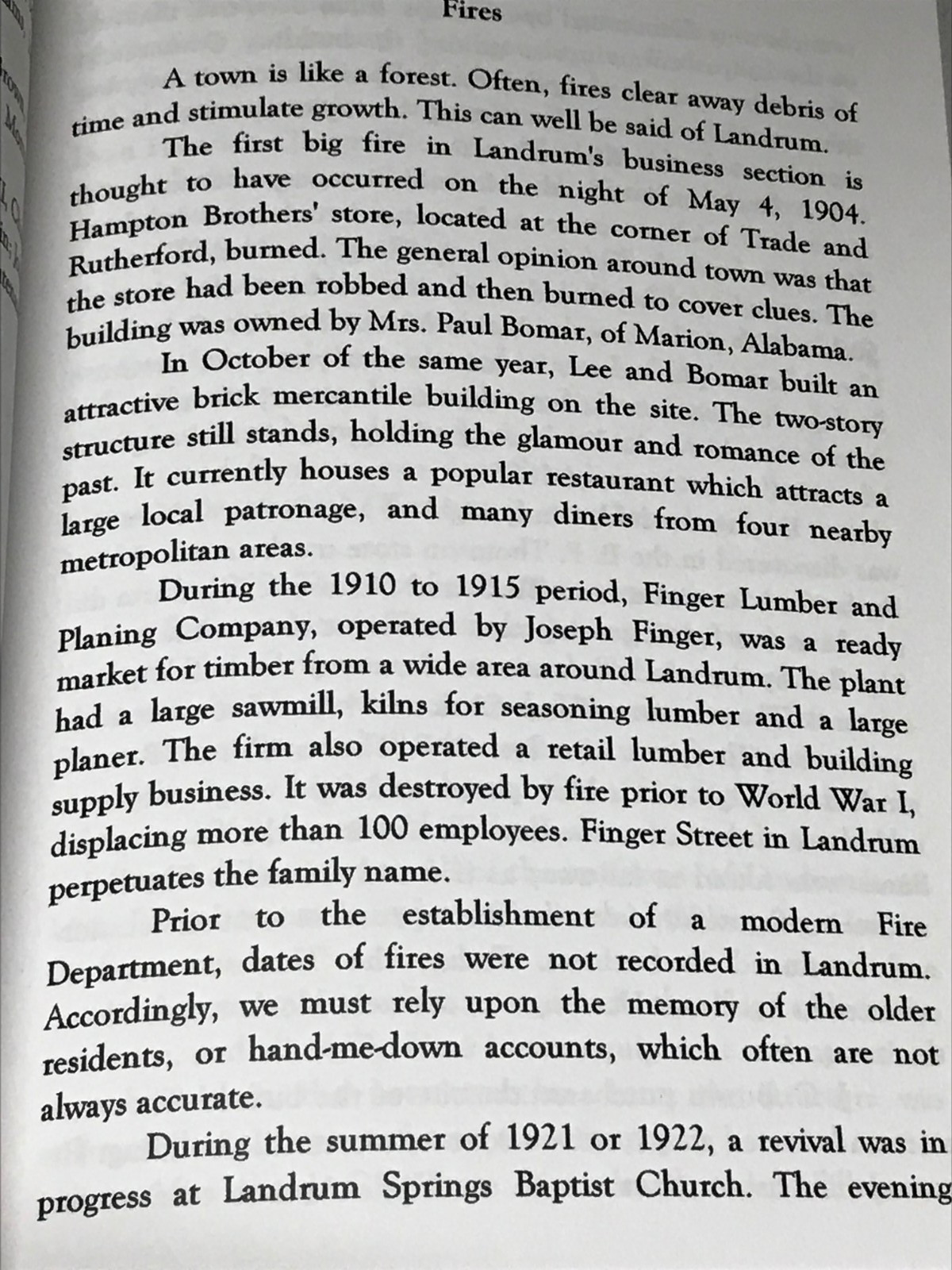 The Who and Why Of Landrum, S.C. Railroad, Crimes, Fires, Churches, Schools