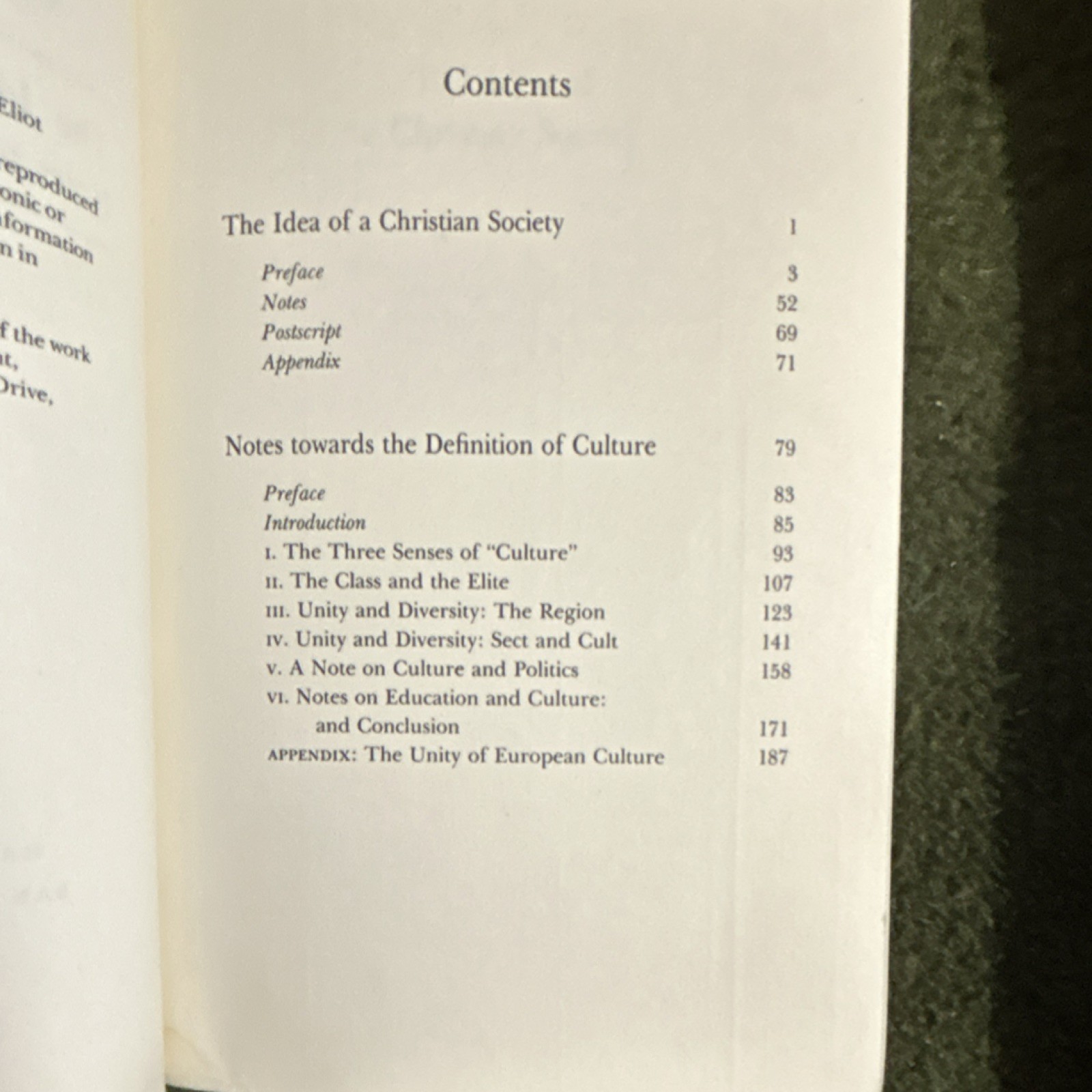 “Christianity and Culture” T.S. Eliot Harcourt Brace Centenary Ed PB